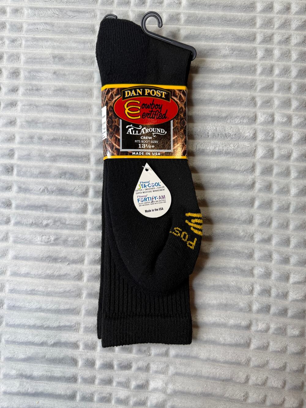 Dan Post Cowboy Certified Boot Socks Black DPCBC Moisture Wicking Size 13.5+